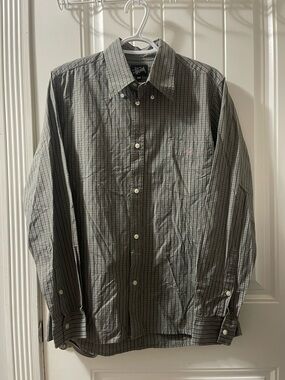 Stussy Men's Gray and Black Plaid Button-Down Shirt